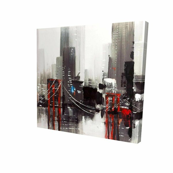 Fondo 16 x 16 in. Abstract Grey City with A Bridge-Print on Canvas FO2774453